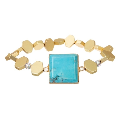 Pulsera elástico moldeada de la pila azul multi de la turquesa de Bohemia para la moda del verano