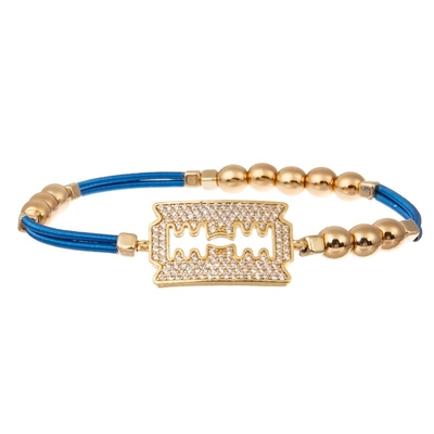 La cuchilla del Zircon del oro encanta la pulsera hecha a mano elástico con las gotas del metal de la secuencia de la guitarra