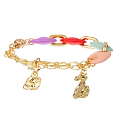 El conejo del oro encanta la pulsera elástico moldeada apilable de Pascua para la mujer