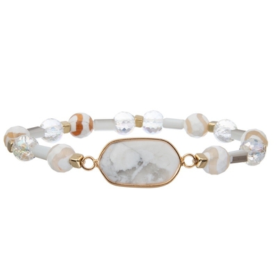 Pulsera Elasticated de Boho diciembre Birthstone con el encanto natural blanco de la turquesa