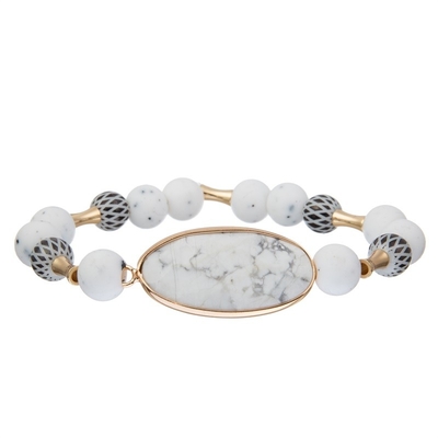 Alivio blanco de la ansiedad del regalo de la salud mental de la turquesa de la pulsera Elasticated natural del encanto