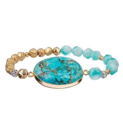 Línea negra regalo natural de la salud mental de la pulsera de la protección de la energía de las gotas de la turquesa