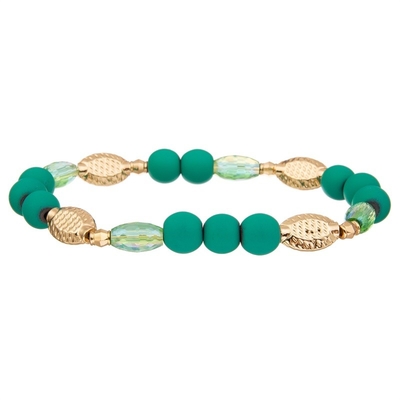 Golosina hecha a mano apilable verde de Crystal Beads Minimalist Stretchy Bracelet