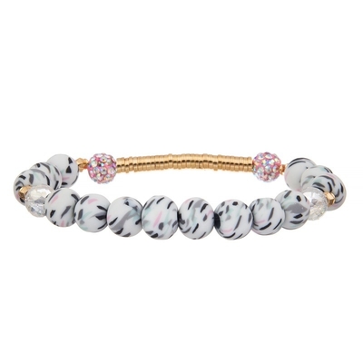 La silicona de la raya de la cebra gotea la barra de metal del oro que la pulsera elástica hecha a mano fijó el color de Mulit