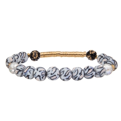 La silicona de la raya de la cebra de la barra de metal del oro gotea el sistema hecho a mano de la pulsera elástico