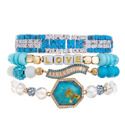 Tila pintado turquesa azul gotea la pulsera hecha a mano de las gotas ajustable para la mujer