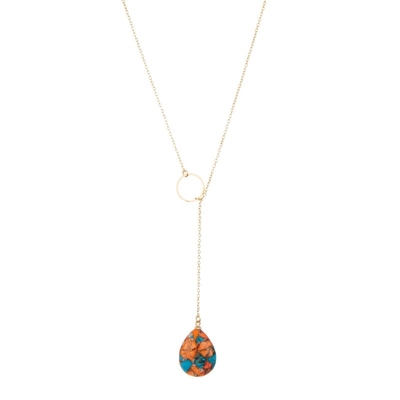 El collar de cadena del oro hecho a mano natural de la turquesa con Drap formó el colgante