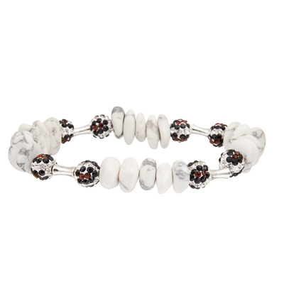 Pulseras de señora White Natural Turquoise modificadas para requisitos particulares con la bola de la roca del brillo