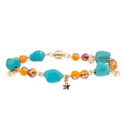 Turquesa azul Crystal Bracelets With Magnetic Button elástico de la irregularidad