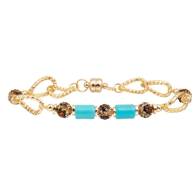 Pulsera magnética de la hebilla de la turquesa azul de la alambrada del oro para la moda de la mujer