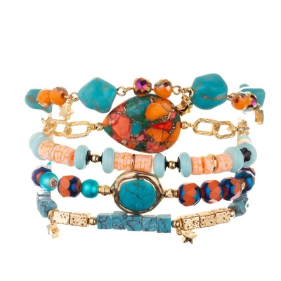 El brillo Turqupise gotea la pulsera de cadena del oro