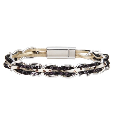 La pulsera apilable de cuero del punto blanco del estilo de Boho fijó hecho a mano para el regalo del aniversario