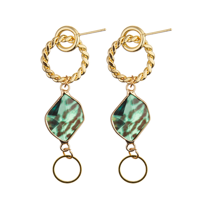 Pendientes pendientes Hong Kong Style simple retro de Matte Gold Plated Resin Dangle