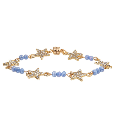 Estrella Crystal Beads Bracelet Gold Plated de la aduana seis de las mujeres con la hebilla magnética