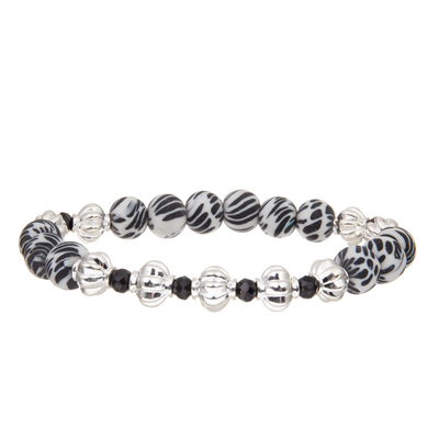 Pulsera de piedra de la cebra del encanto hecho a mano de encargo de la raya para los accesorios de la joyería de las señoras