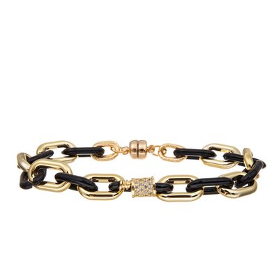 Pulsera magnética de cadena del vínculo de Champagne Gold Plated Copper Jewelry para las mujeres