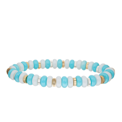 La piedra preciosa de la playa de Amazonite hecha a mano pavimenta gotas que las pulseras estiran ajustable multicolor