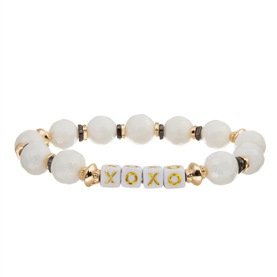pulsera tallada blanca de las gotas XOXO de 8m m para los regalos de las mujeres