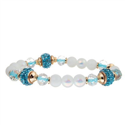 Oro de la pulsera de la piedra de la piedra preciosa de las cuentas de cristal de la ágata plateado con Diamond Ball Charm