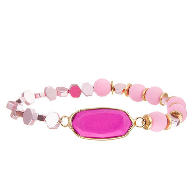 Pulseras hechas a mano de las gotas del estilo bohemio con el rosa plateado oro Diamond Stone