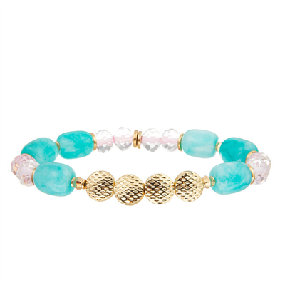 La pulsera suave de la cerámica de la resina de plástico de las cuentas de cristal con oro plateó alrededor de cóncavo