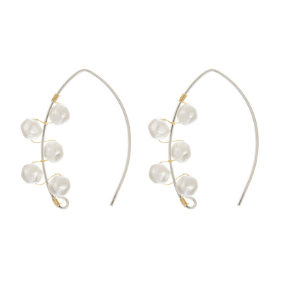 Aduana plateada oro blanco personalizada de la joyería de los pendientes de la perla del clip del oído del perno prisionero de la perla